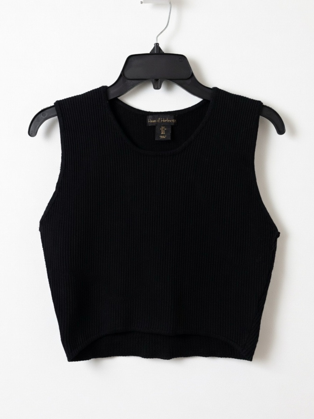 House of Harlow 1960 Black Ribbed Crewneck Crop Tank